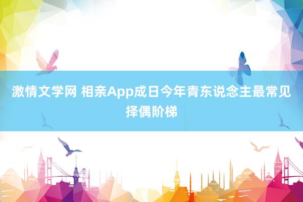 激情文学网 相亲App成日今年青东说念主最常见择偶阶梯