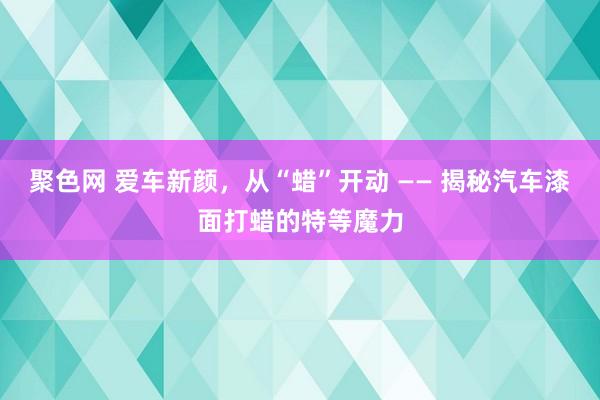 聚色网 爱车新颜，从“蜡”开动 —— 揭秘汽车漆面打蜡的特等魔力