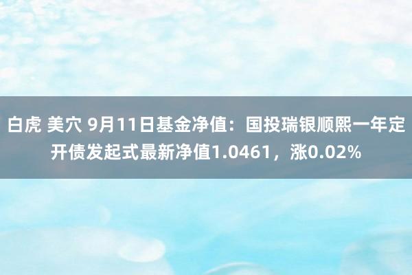 白虎 美穴 9月11日基金净值：国投瑞银顺熙一年定开债发起式最新净值1.0461，涨0.02%