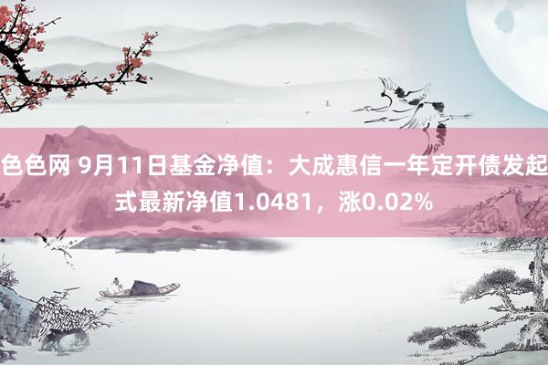 色色网 9月11日基金净值：大成惠信一年定开债发起式最新净值1.0481，涨0.02%