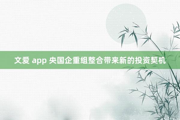 文爱 app 央国企重组整合带来新的投资契机