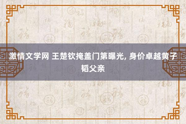 激情文学网 王楚钦掩盖门第曝光， 身价卓越黄子韬父亲