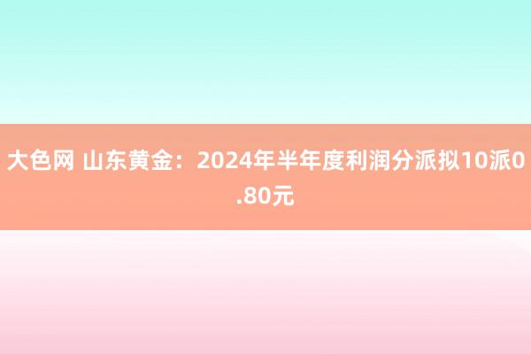 大色网 山东黄金：2024年半年度利润分派拟10派0.80元