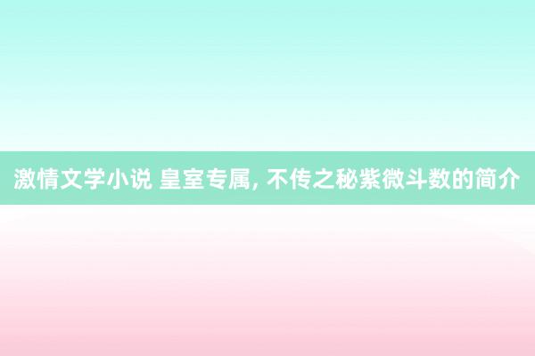 激情文学小说 皇室专属， 不传之秘紫微斗数的简介