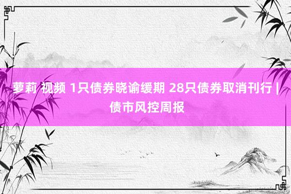 萝莉 视频 1只债券晓谕缓期 28只债券取消刊行 | 债市风控周报