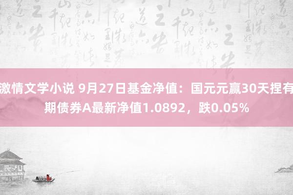 激情文学小说 9月27日基金净值：国元元赢30天捏有期债券A最新净值1.0892，跌0.05%