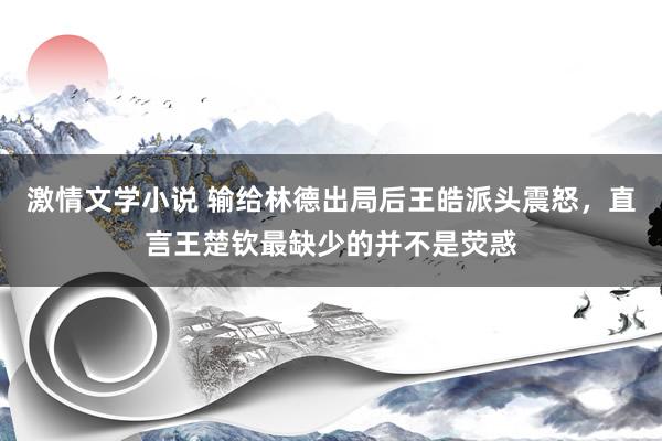 激情文学小说 输给林德出局后王皓派头震怒，直言王楚钦最缺少的并不是荧惑