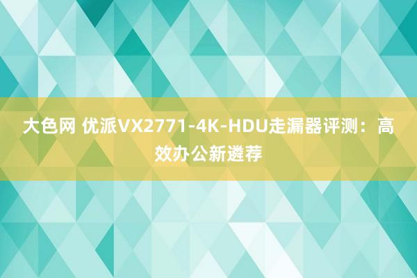 大色网 优派VX2771-4K-HDU走漏器评测：高效办公新遴荐