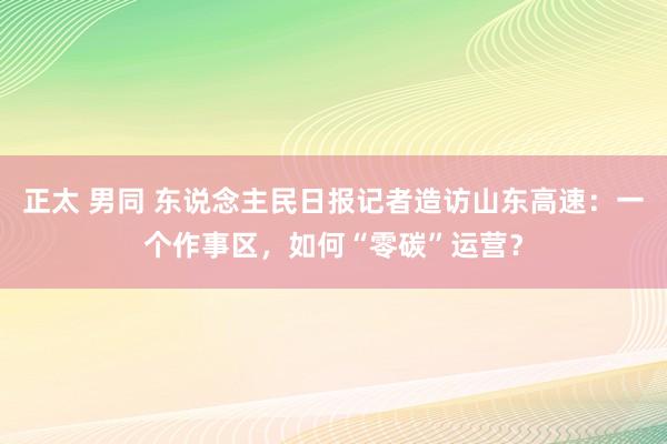 正太 男同 东说念主民日报记者造访山东高速：一个作事区，如何“零碳”运营？