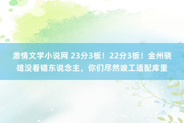 激情文学小说网 23分3板！22分3板！金州骁雄没看错东说念主，你们尽然竣工适配库里