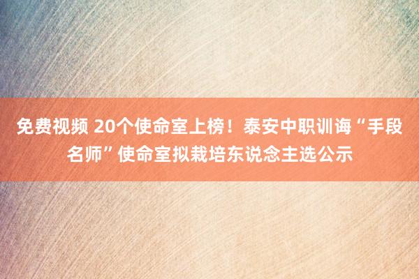 免费视频 20个使命室上榜！泰安中职训诲“手段名师”使命室拟栽培东说念主选公示