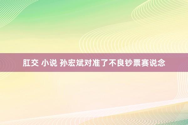 肛交 小说 孙宏斌对准了不良钞票赛说念