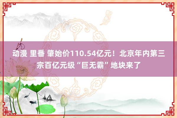 动漫 里番 肇始价110.54亿元！北京年内第三宗百亿元级“巨无霸”地块来了