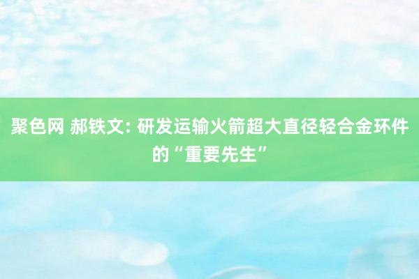 聚色网 郝铁文: 研发运输火箭超大直径轻合金环件的“重要先生”