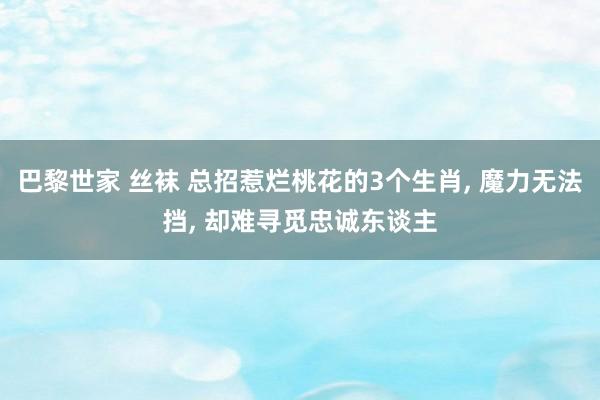 巴黎世家 丝袜 总招惹烂桃花的3个生肖， 魔力无法挡， 却难寻觅忠诚东谈主