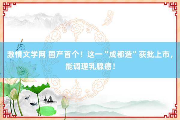 激情文学网 国产首个！这一“成都造”获批上市，能调理乳腺癌！