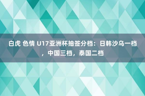 白虎 色情 U17亚洲杯抽签分档：日韩沙乌一档，中国三档，泰国二档