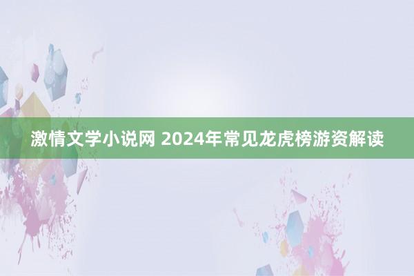 激情文学小说网 2024年常见龙虎榜游资解读