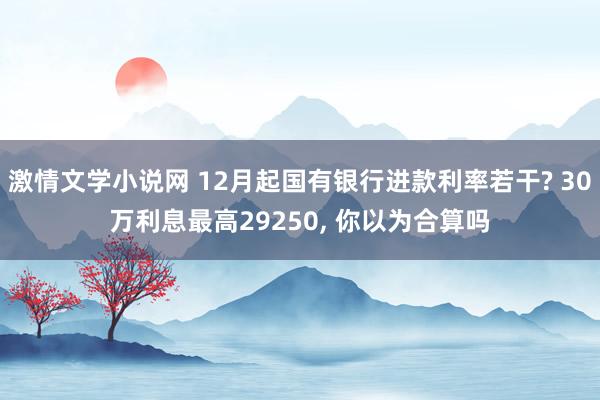 激情文学小说网 12月起国有银行进款利率若干? 30万利息最高29250， 你以为合算吗