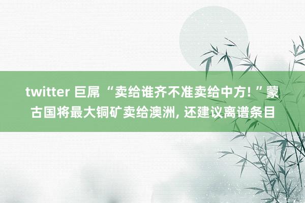 twitter 巨屌 “卖给谁齐不准卖给中方! ”蒙古国将最大铜矿卖给澳洲， 还建议离谱条目