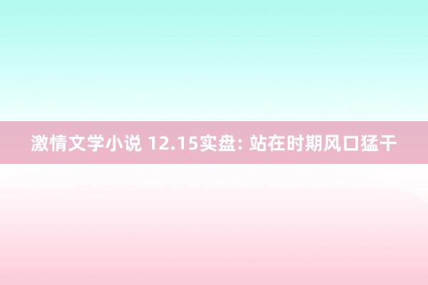 激情文学小说 12.15实盘: 站在时期风口猛干