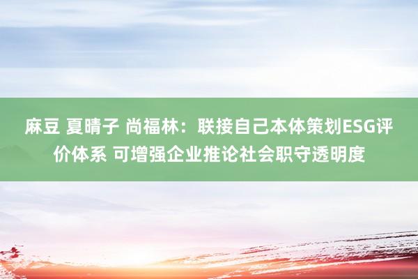 麻豆 夏晴子 尚福林：联接自己本体策划ESG评价体系 可增强企业推论社会职守透明度