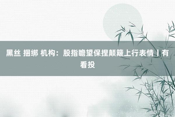 黑丝 捆绑 机构：股指瞻望保捏颠簸上行表情丨有看投