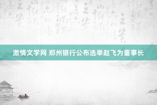 激情文学网 郑州银行公布选举赵飞为董事长