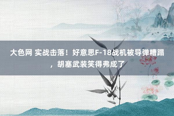 大色网 实战击落！好意思F-18战机被导弹糟蹋，胡塞武装笑得弗成了