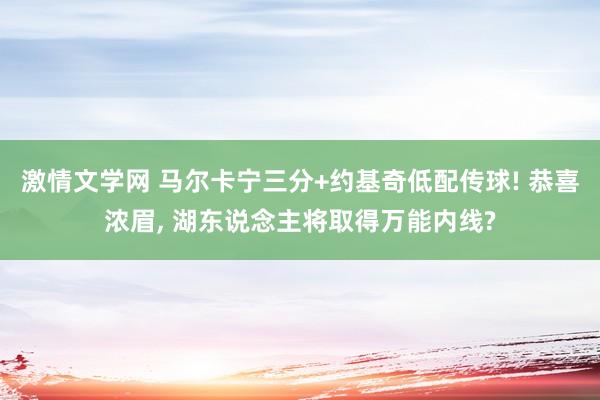 激情文学网 马尔卡宁三分+约基奇低配传球! 恭喜浓眉， 湖东说念主将取得万能内线?