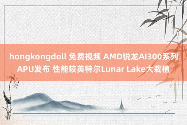 hongkongdoll 免费视频 AMD锐龙AI300系列APU发布 性能较英特尔Lunar Lake大栽植